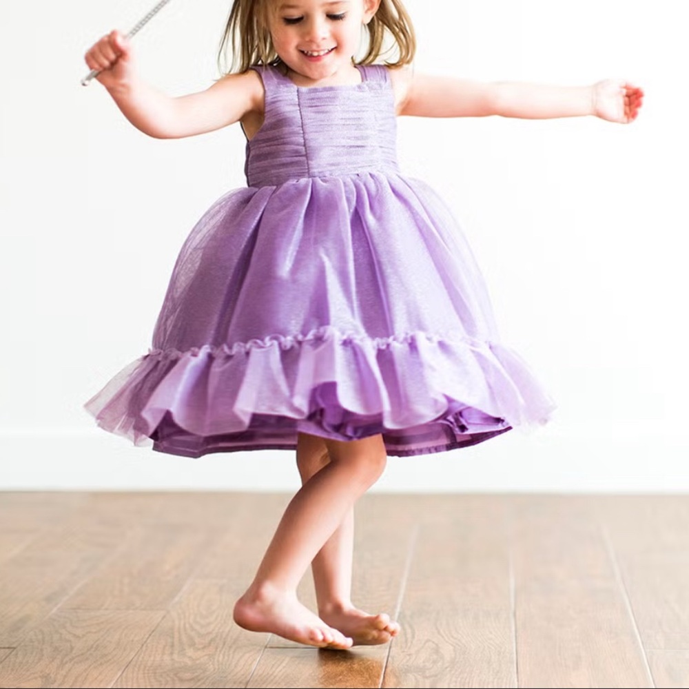 Easter Girls' Purple sparkly Party Dress 3T Knee Length Sleeveless Ruffle Hem